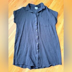 Casual Black Button-Up DRESS